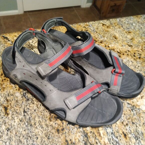 Rare Timberland Wakeby Nubuck Leather Gray Red Sandals A14NN Mens Size US 11 - Picture 2 of 9